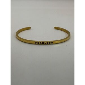 Mantraband "Fearless" Gold Tone Mantra Cuff Bracelet – Affirmation Jewelry